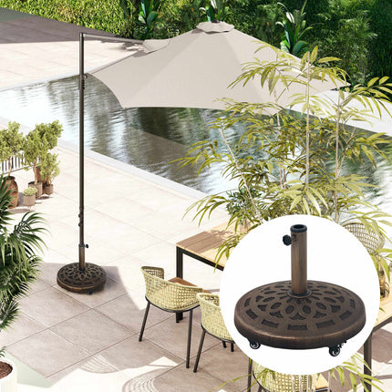 Concrete Umbrella Stand with Wheels, Fits 32-48mm Poles