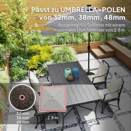 Concrete Umbrella Stand with Wheels, Fits 32-48mm Poles
