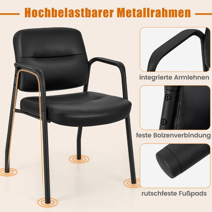 Conference Chairs Set of 2 – Padded, Armrests, Metal Frame