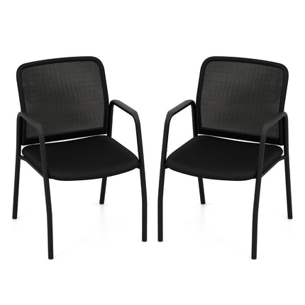 Conference Chairs Set of 2 with Armrests, Black, 150kg Capacity
