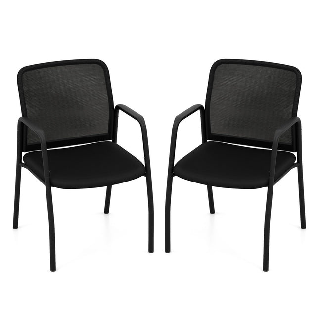 Conference Chairs Set of 2 with Armrests, Black, 150kg Capacity