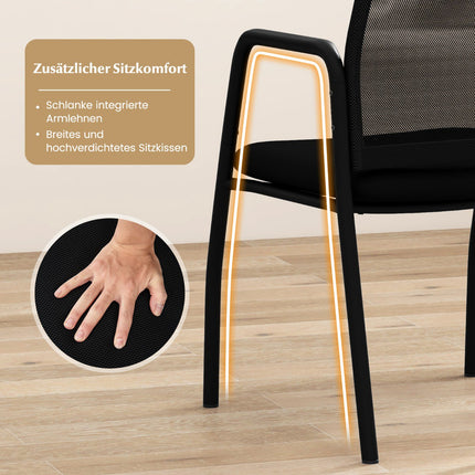 Conference Chairs Set of 2 with Armrests, Black, 150kg Capacity