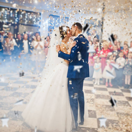 Confetti cannon silver stars