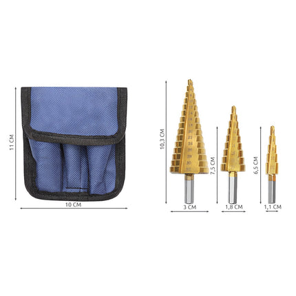 Conical drill bit set - 3 pcs.