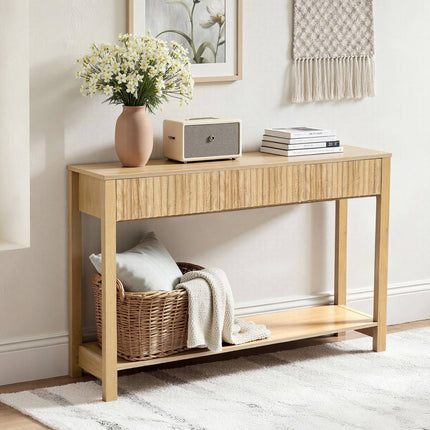 Console Table 120 cm, Narrow with Drawers and Shelf