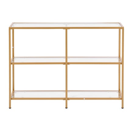 Console Table, 3-Tier Tempered Glass, Metal Frame