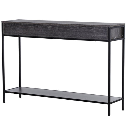Steel console table with drawers and shelf, 120 x 30 x 81.5 cm