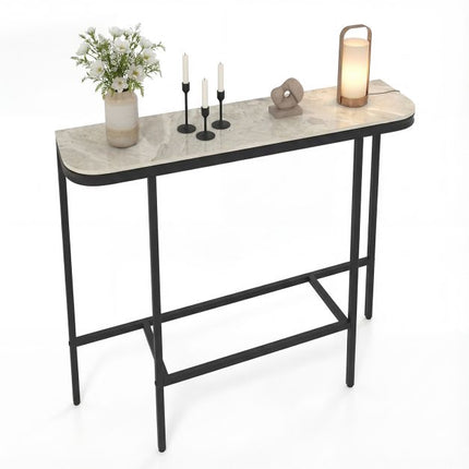 Console Table – Faux Marble Top, Metal Frame, 110x30cm