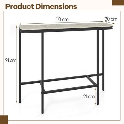 Console Table – Faux Marble Top, Metal Frame, 110x30cm