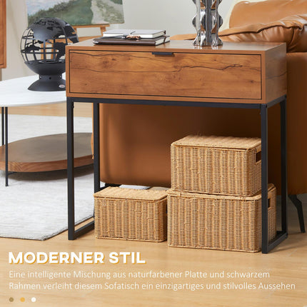 Industrial console table with drawer - Steel & Nature, 80x30x76 cm