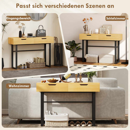 Console Table with 2 Drawers, Metal Frame, 110x35x76.5 cm
