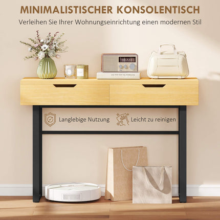 Console Table with 2 Drawers, Metal Frame, 110x35x76.5 cm
