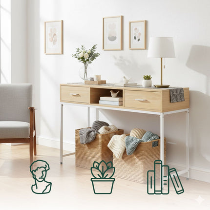 Console Table with 2 Drawers and Shelf – Scandinavian Style