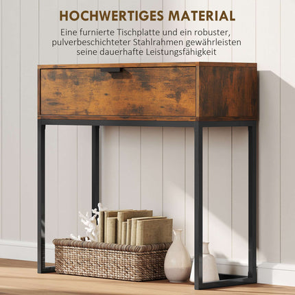 Console Table with Drawer, Industrial Design, 80x30x76 cm, Black