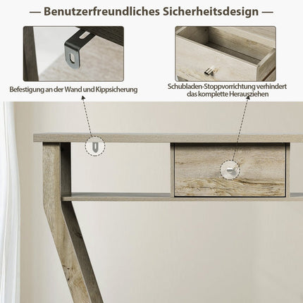 Console Table with Drawer & Shelf, 120x30x81 cm, Gray