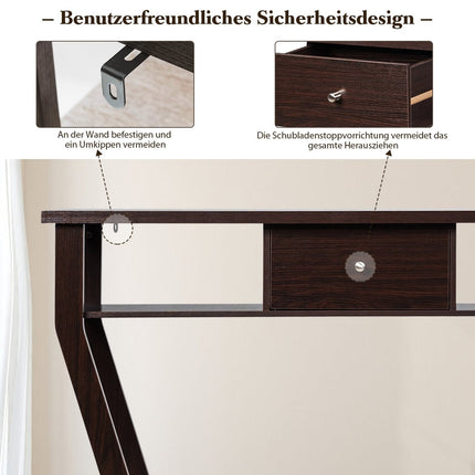 Console Table with Drawer and Shelf, 120x30x81 cm, Brown