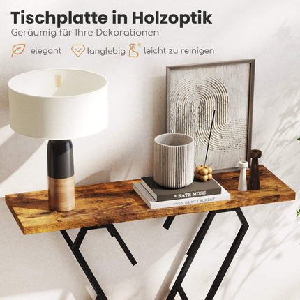 Console Table with Faux Marble Top, Adjustable Feet, 100x30 cm