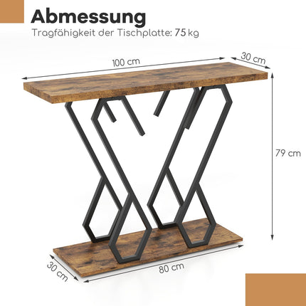 Console Table with Faux Marble Top, Adjustable Feet, 100x30 cm