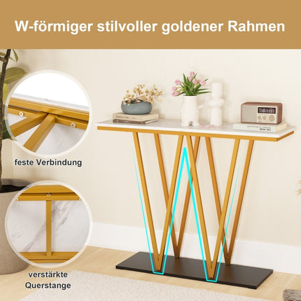Console Table with Marble Look & Metal Frame