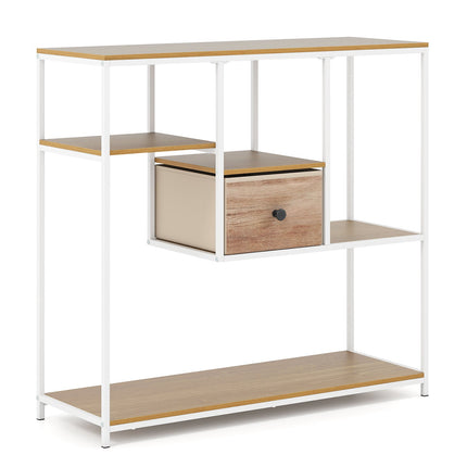 Console Table with Storage, Fabric Drawer & Shelves
