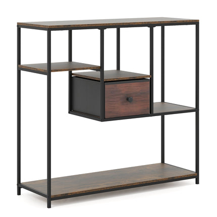 Console Table with Storage, Industrial Style, Brown