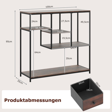 Console Table with Storage, Industrial Style, Brown