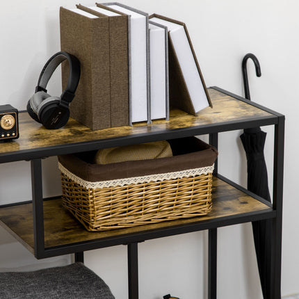 Console table with steel legs - 4-tier, tilt-proof, rustic brown