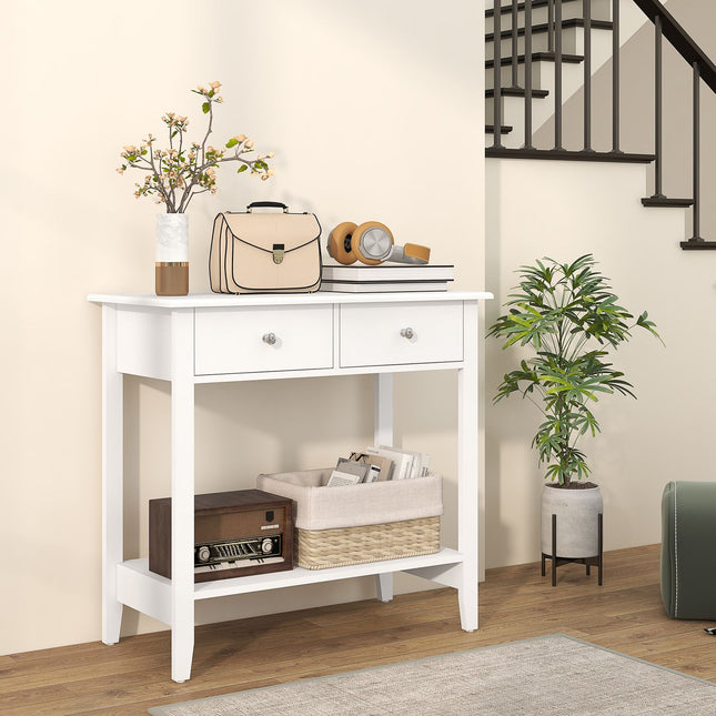 Console table in solid wood with drawers - 80 x 40 x 75 cm