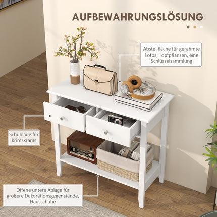 Console table in solid wood with drawers - 80 x 40 x 75 cm