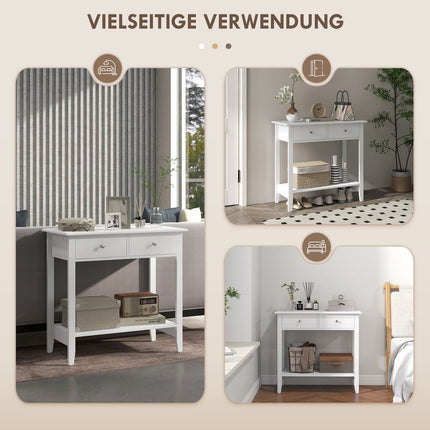 Console table in solid wood with drawers - 80 x 40 x 75 cm