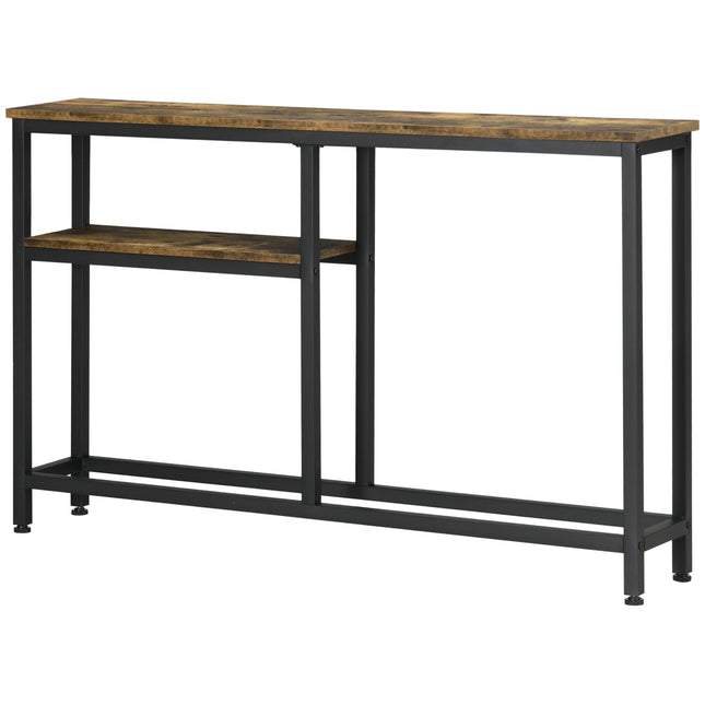 Console table, steel legs, 2 levels, anti-tip, 120 x 23 x 75 cm