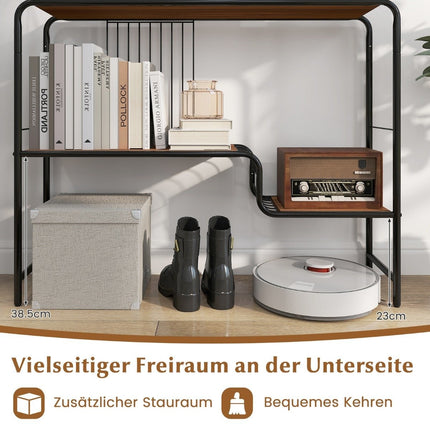 Console table hallway table with 2 shelves and metal frame entrance table with adjustable feet 99 x 27 x 79 cm