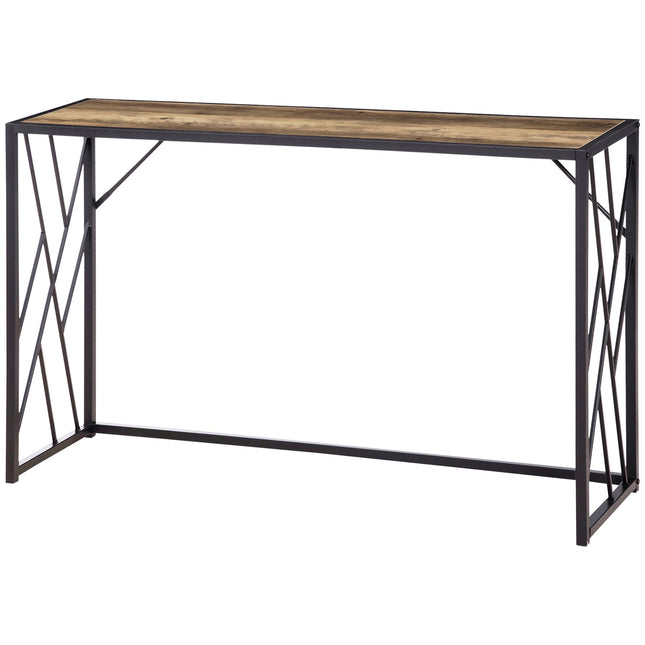 Industrial console table, steel legs, 120x35x75 cm, brown