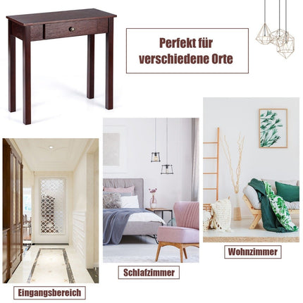 Console table with drawer, entrance table, narrow industrial side table made of wood 71 x 30 x 71cm brown