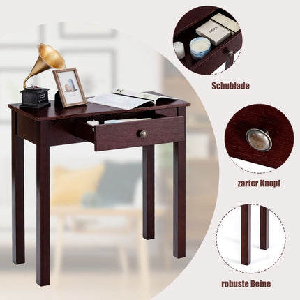 Console table with drawer, entrance table, narrow industrial side table made of wood 71 x 30 x 71cm brown
