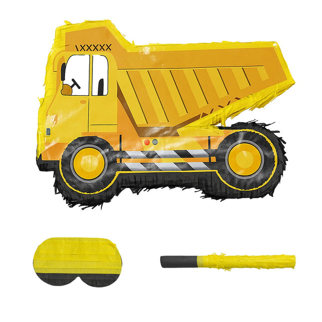 Construction Vehicle Piñata Set with Bat & Mask