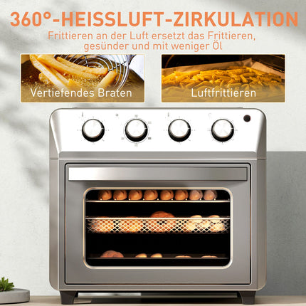 Convection Mini Oven, Air Fryer, 24L, 6 Modes, Timer, Silver