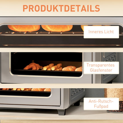 Convection Mini Oven, Air Fryer, 24L, 6 Modes, Timer, Silver