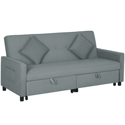 Convertible 3-Seater Sofa Bed with Adjustable Backrest, Grey