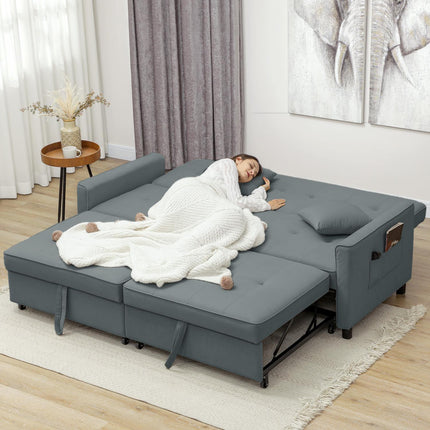 Convertible 3-Seater Sofa Bed with Adjustable Backrest, Grey