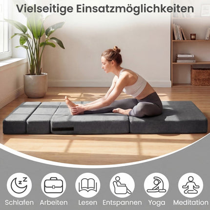 Convertible 3-in-1 Chenille Sofa Bed with 2 Cushions, Gray