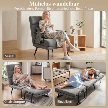 Convertible 3-in-1 Sleeper Chair with Adjustable Backrest