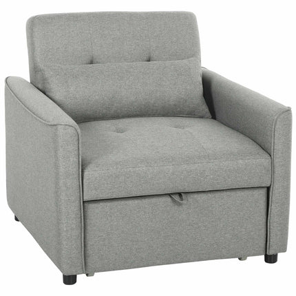 Convertible 3-in-1 Sofa Chair Bed, Adjustable Backrest, Gray