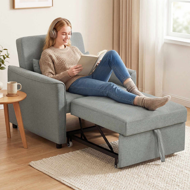 Sofa 3 w 1 z funkcją rozkładania, regulowane oparcie, kolor szary