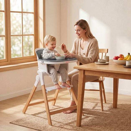 Convertible Baby High Chair with Adjustable Tray, Gray
