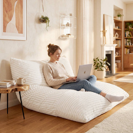 Convertible Corduroy Bean Bag Sofa Bed, Machine-Washable Cover