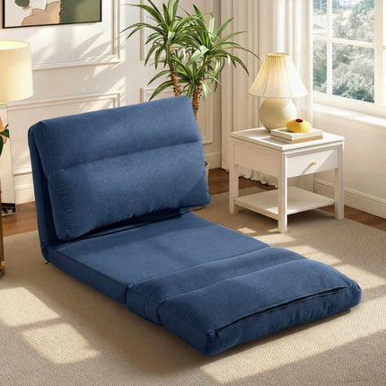 Convertible Floor Chair Bed, Adjustable Backrest, Dark Blue