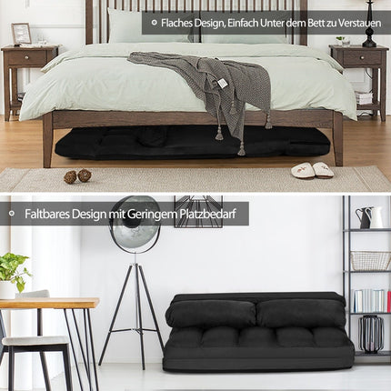 Convertible Floor Sofa Bed, Adjustable Backrest, Black