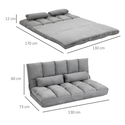 Convertible Floor Sofa Bed, Adjustable Backrest, Light Grey
