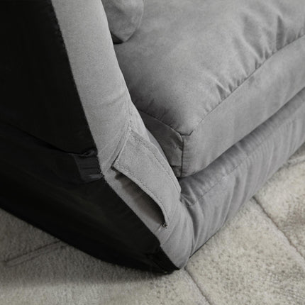 Convertible Floor Sofa Bed, Adjustable Backrest, Light Grey